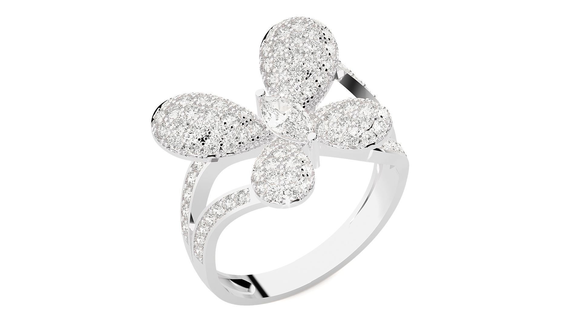 Butterfly Diamond Ring 3dm stl renders details 3D print model_5