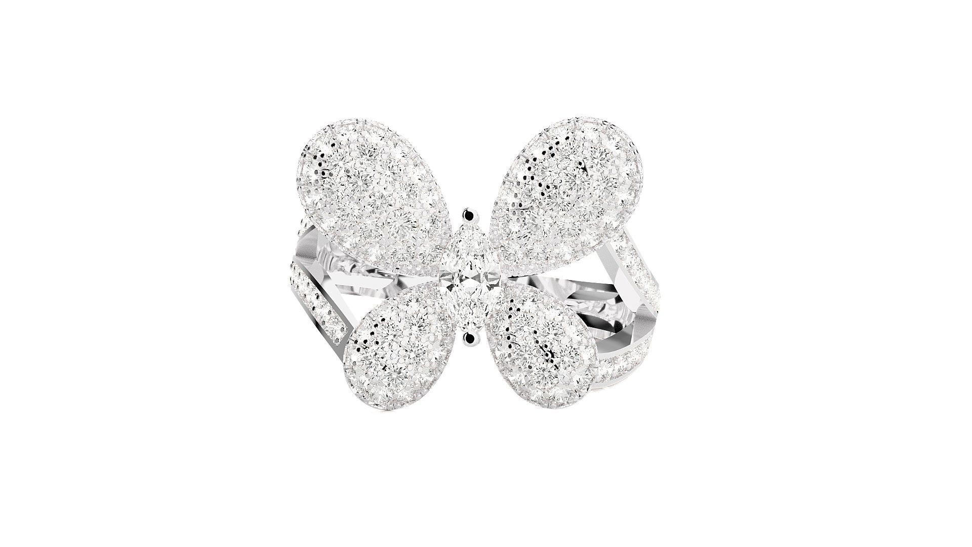 Butterfly Diamond Ring 3dm stl renders details 3D print model_3