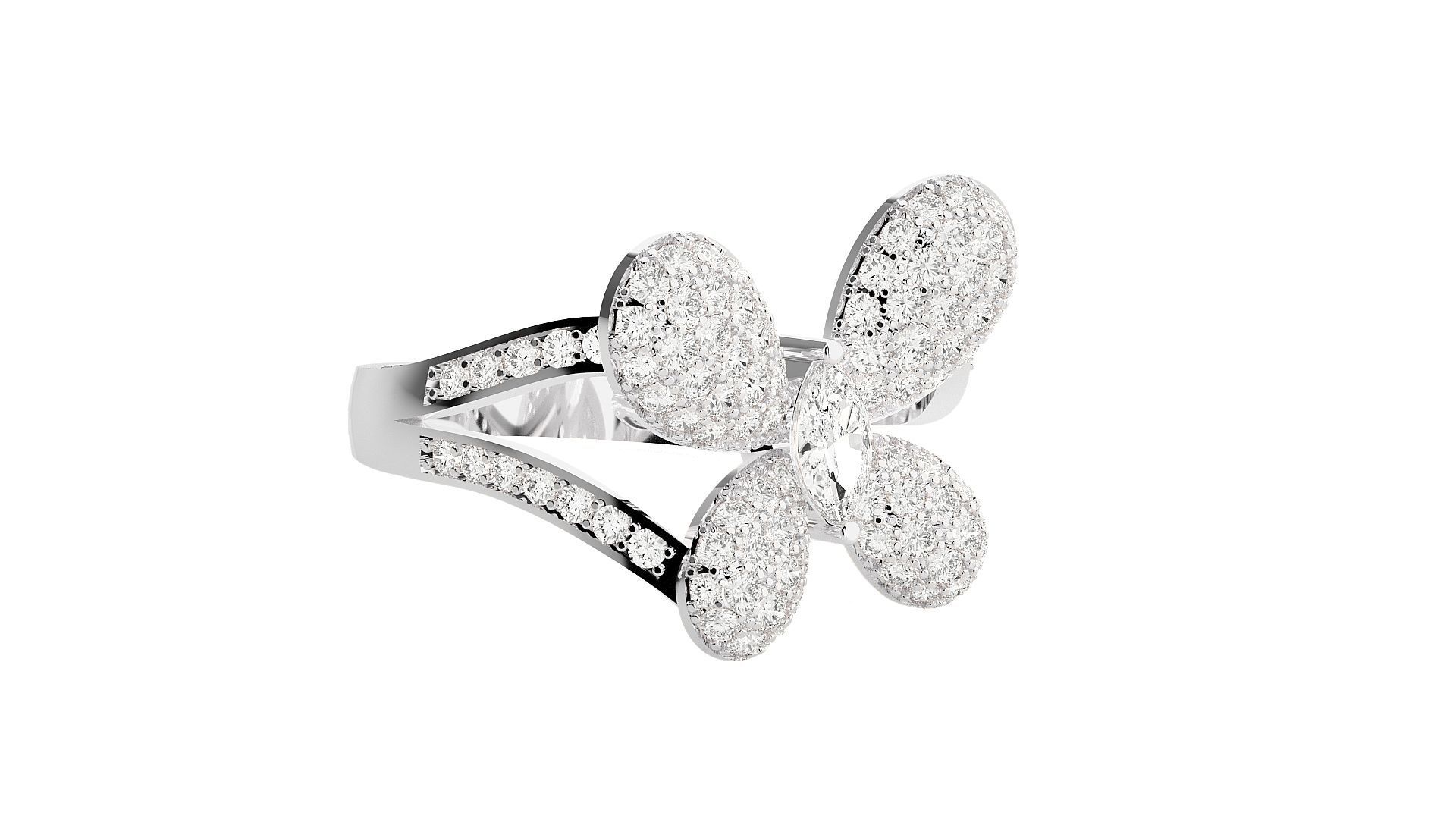 Butterfly Diamond Ring 3dm stl renders details 3D print model_4