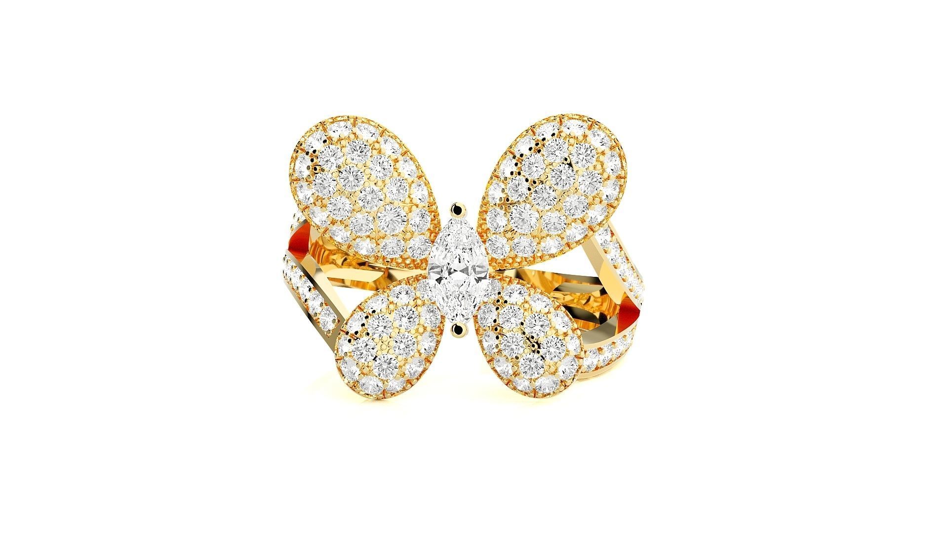 Butterfly Diamond Ring 3dm stl renders details 3D print model_6