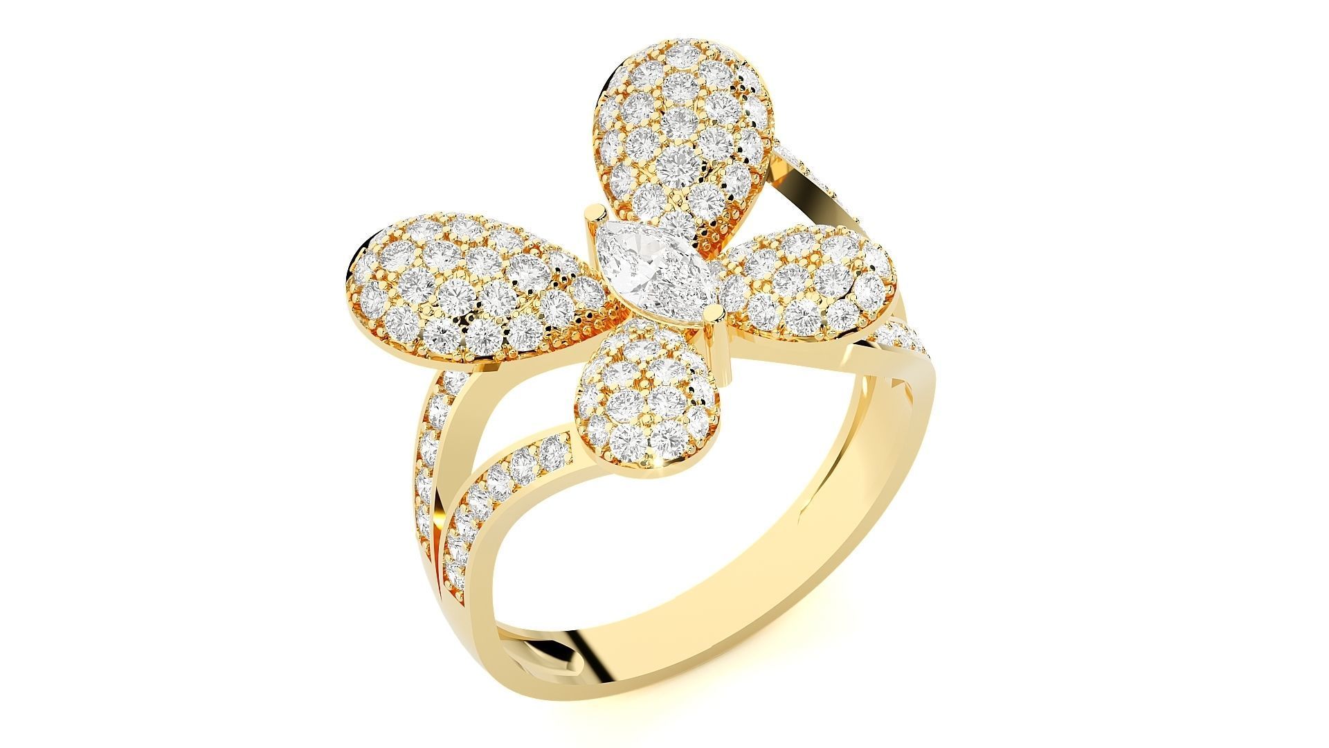 Butterfly Diamond Ring 3dm stl renders details 3D print model_8