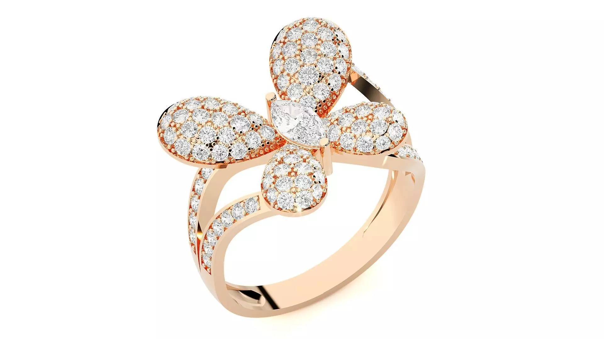 Butterfly Diamond Ring 3dm stl renders details 3D print model_0