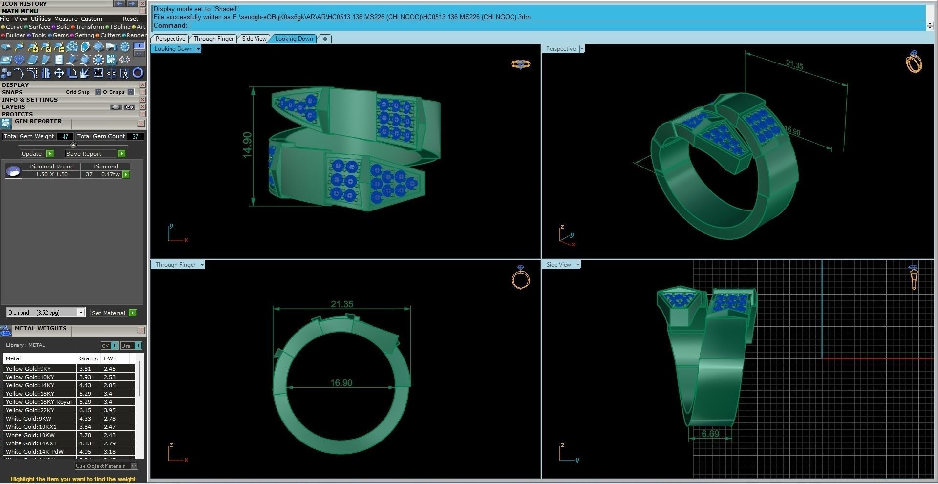 Snake Diamond Ring 3dm stl renders details 3D print model_9