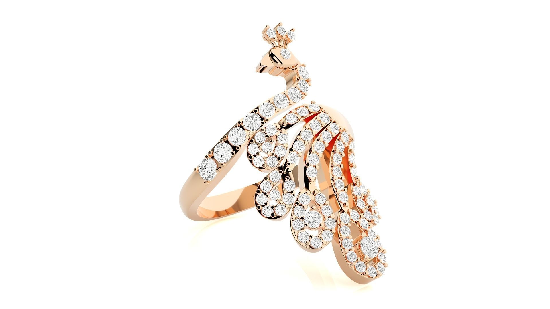 Peacock Diamond Ring 3dm stl renders details 3D print model_2