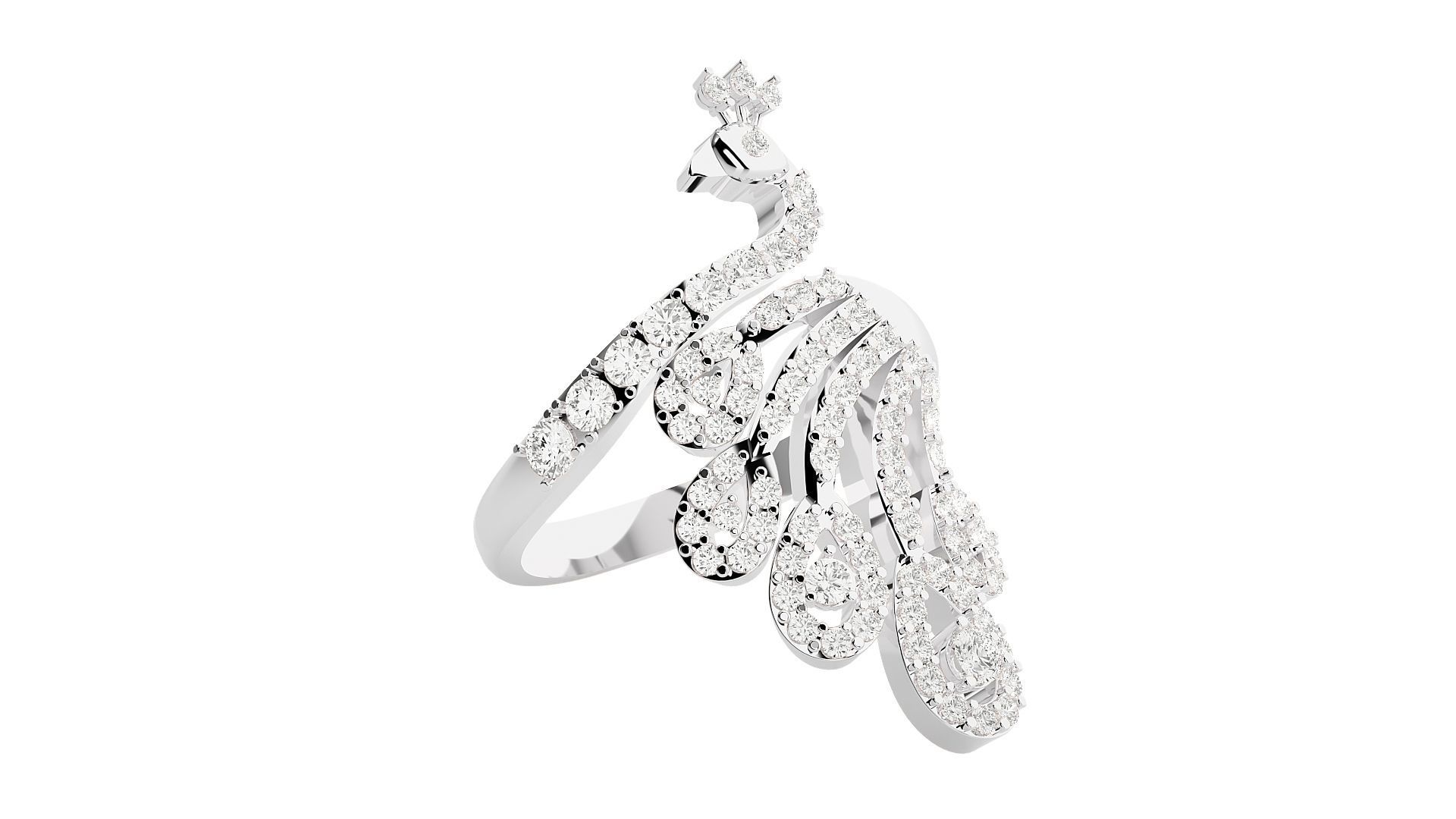 Peacock Diamond Ring 3dm stl renders details 3D print model_4