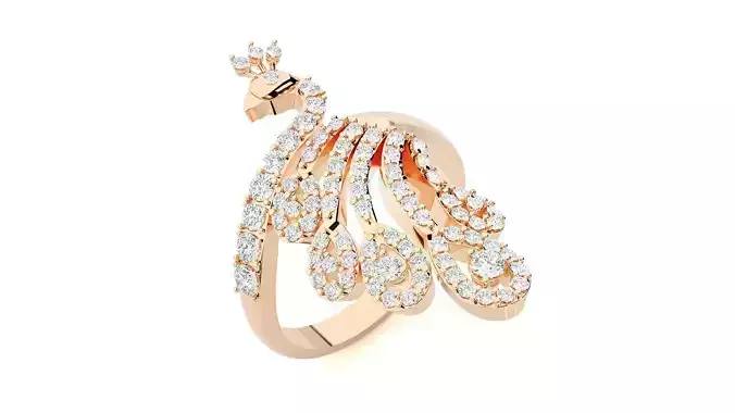 Peacock Diamond Ring 3dm stl renders details