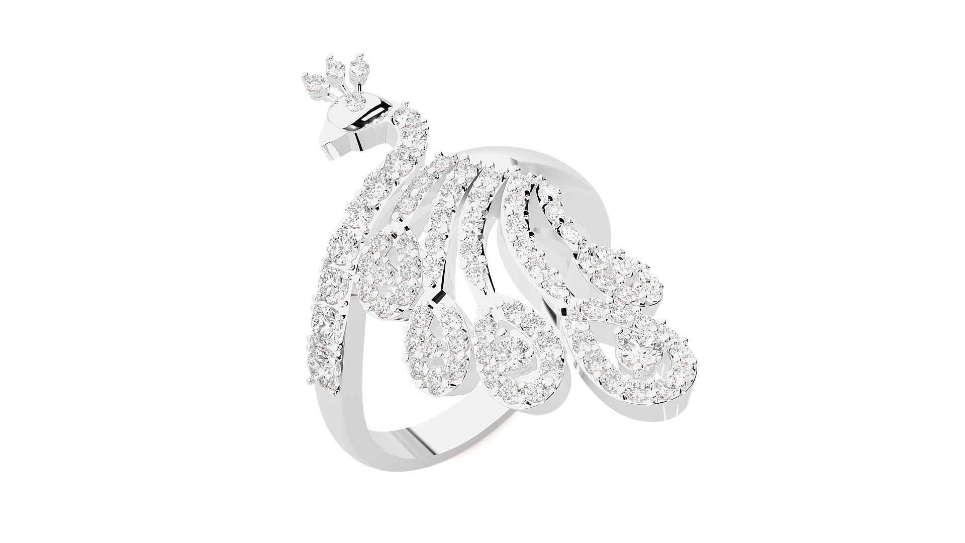 Peacock Diamond Ring 3dm stl renders details 3D print model_5