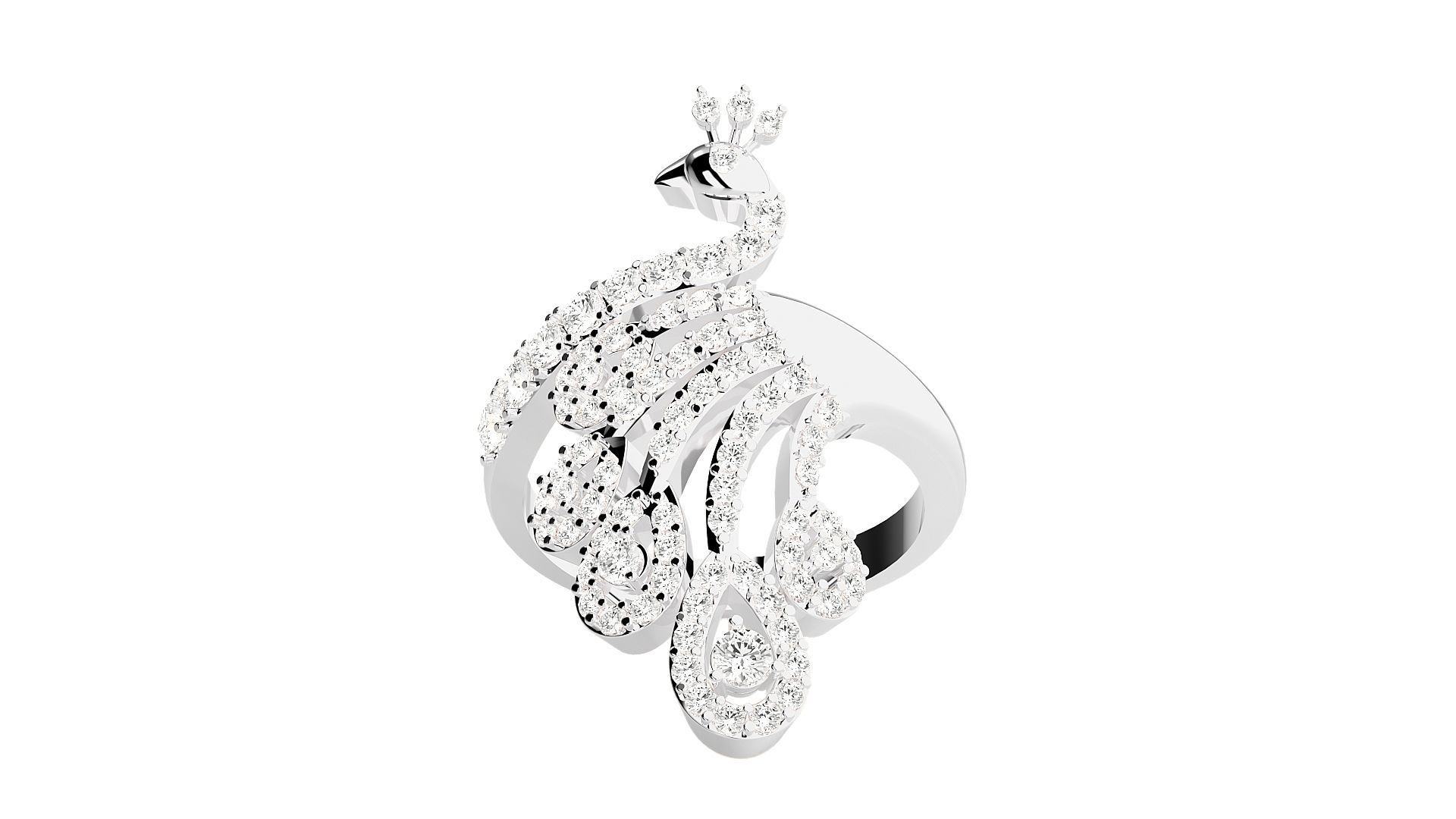 Peacock Diamond Ring 3dm stl renders details 3D print model_3