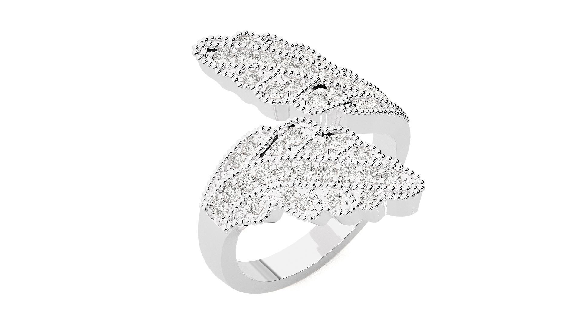 Diamond Wings Ring 3dm stl renders details 3D print model_5
