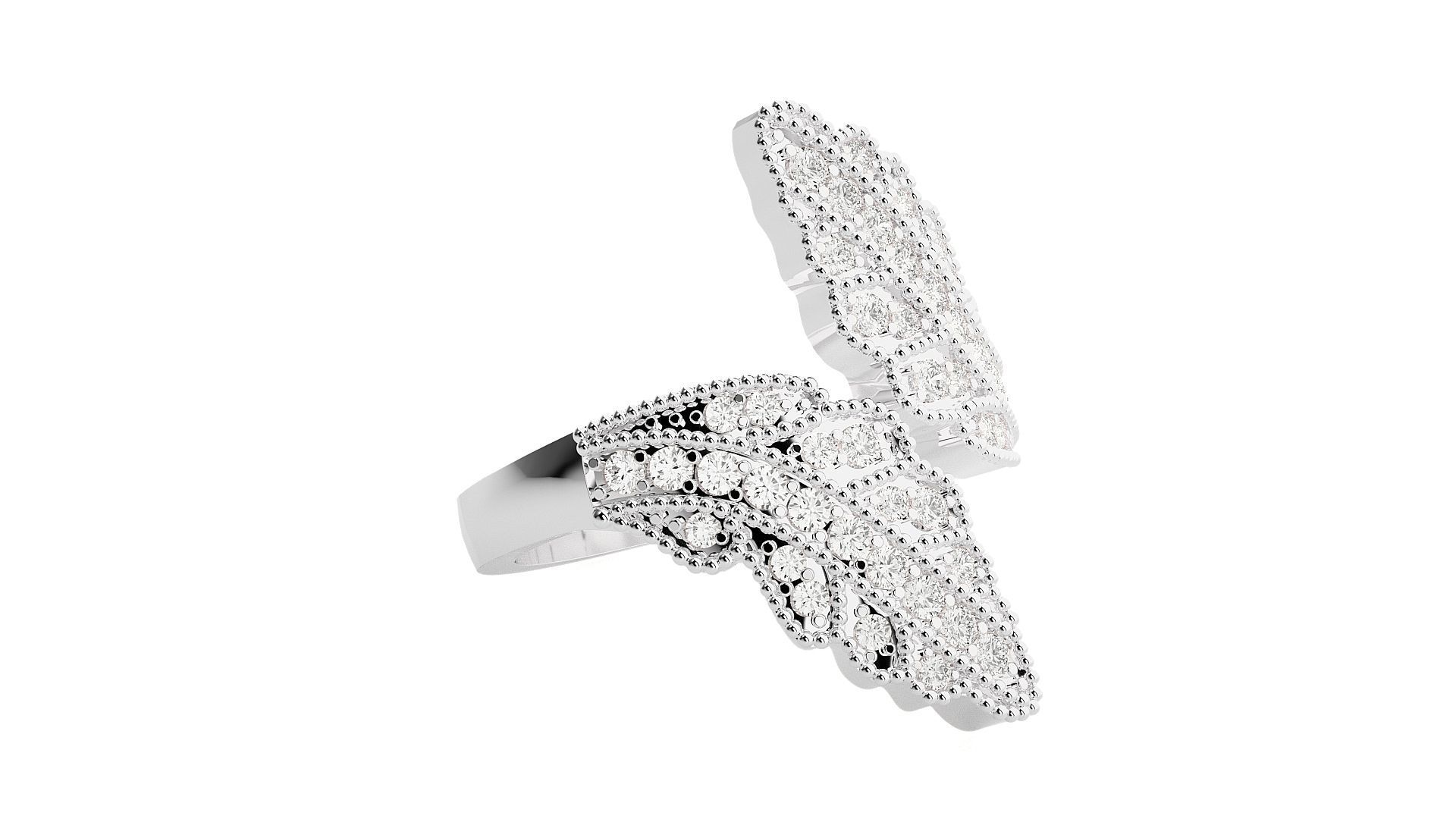 Diamond Wings Ring 3dm stl renders details 3D print model_4