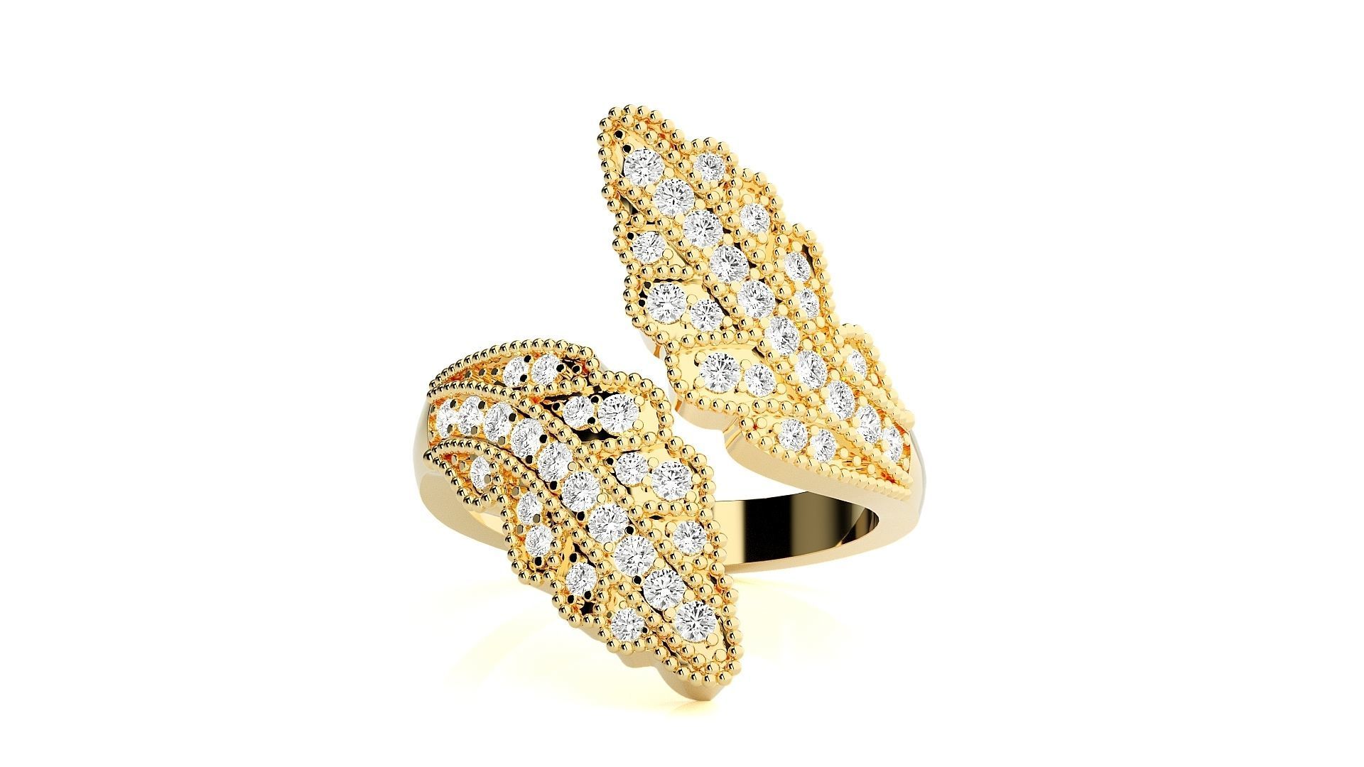 Diamond Wings Ring 3dm stl renders details 3D print model_6