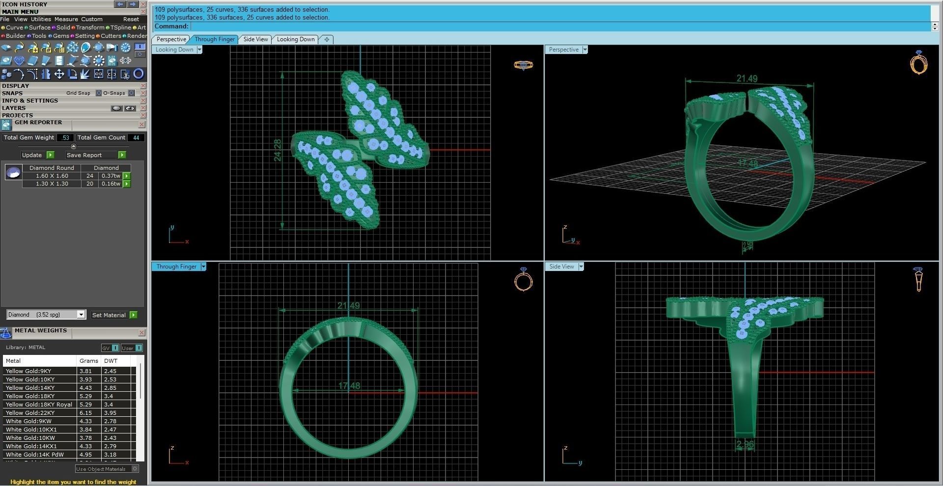 Diamond Wings Ring 3dm stl renders details 3D print model_9