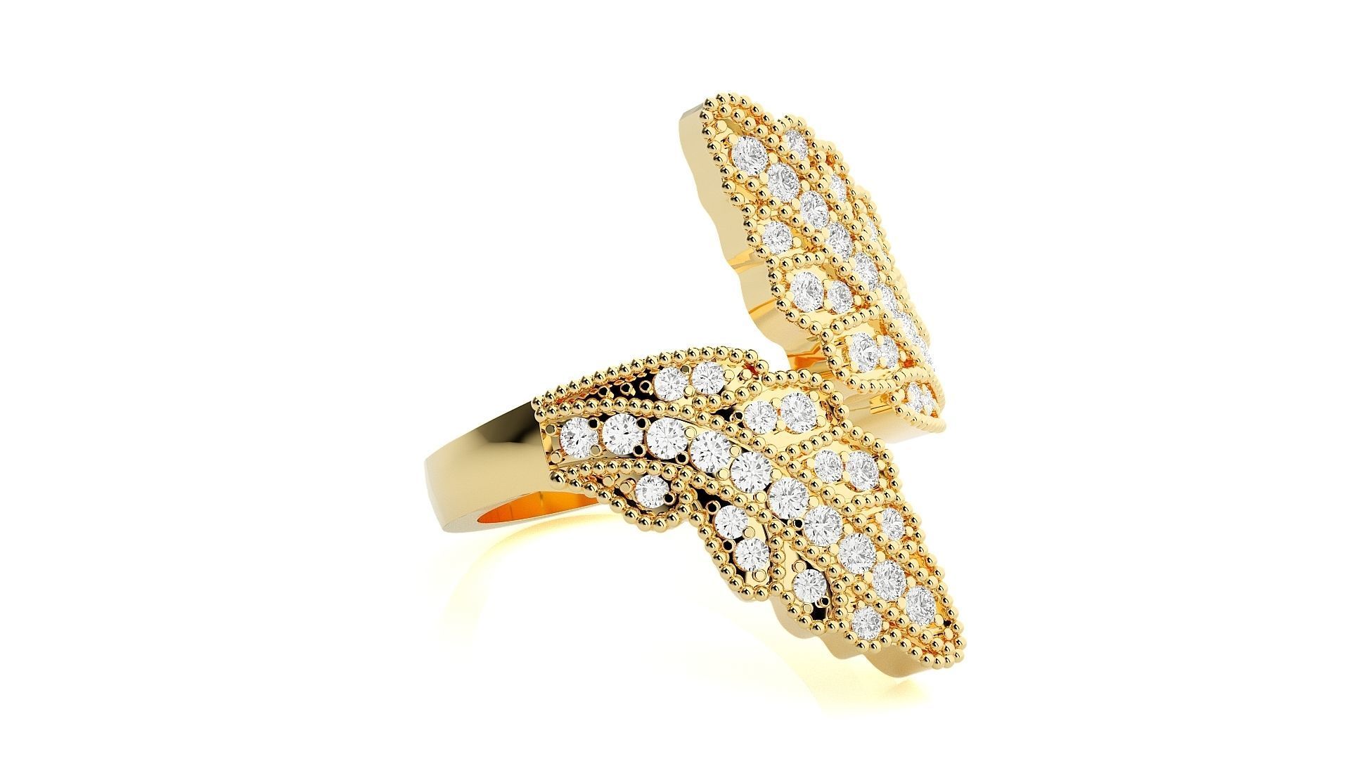 Diamond Wings Ring 3dm stl renders details 3D print model_7
