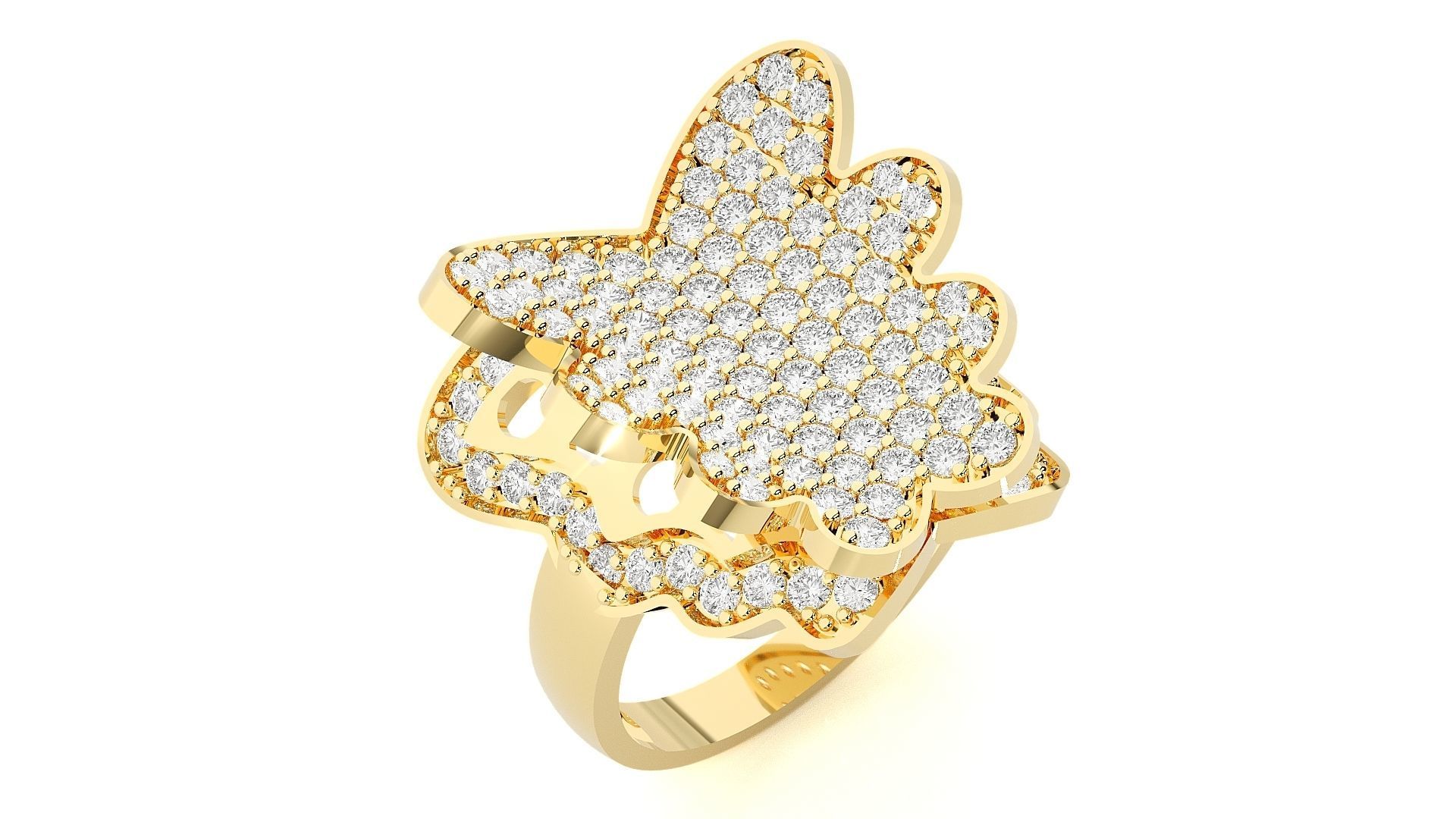 Flying Butterfly Diamond Ring 3dm stl renders details 3D print model_8
