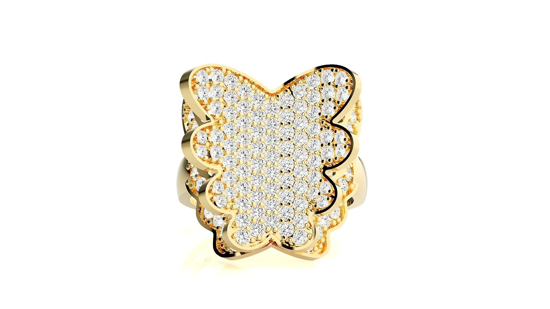 Flying Butterfly Diamond Ring 3dm stl renders details 3D print model_6