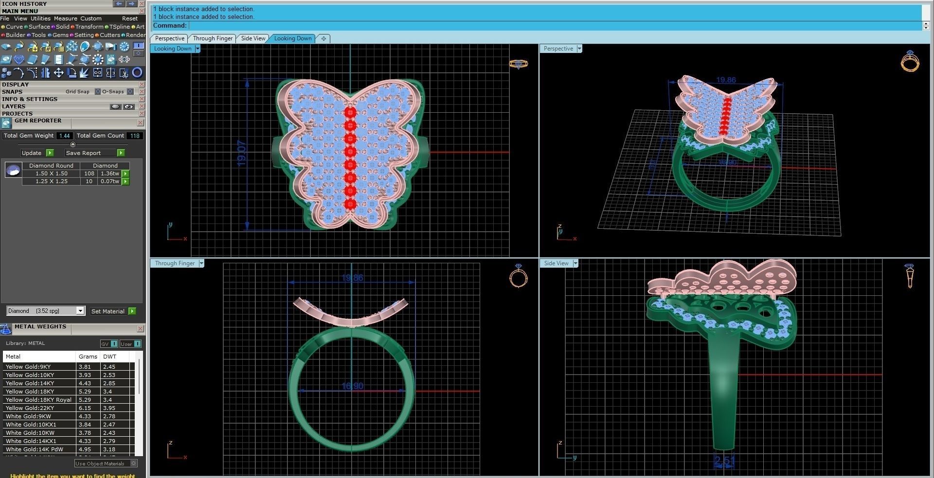 Flying Butterfly Diamond Ring 3dm stl renders details 3D print model_9