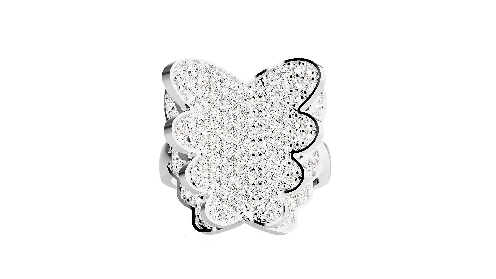 Flying Butterfly Diamond Ring 3dm stl renders details 3D print model_3