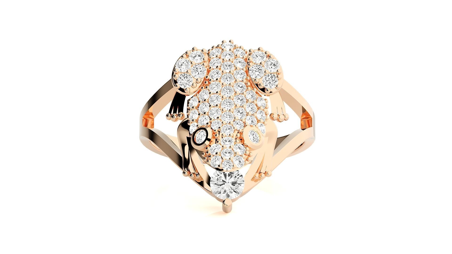 Frog Diamond Ring 3dm stl renders details 3D print model_1