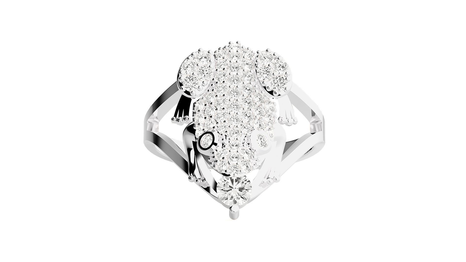 Frog Diamond Ring 3dm stl renders details 3D print model_3