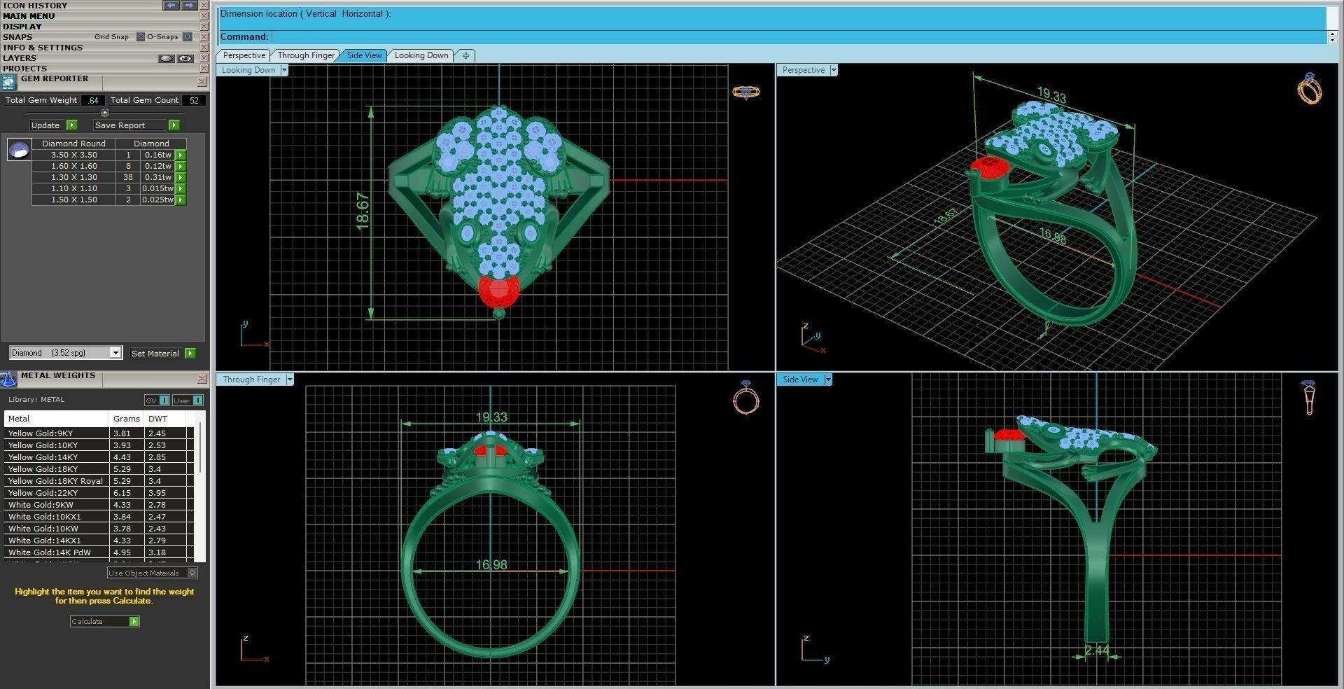 Frog Diamond Ring 3dm stl renders details 3D print model_9
