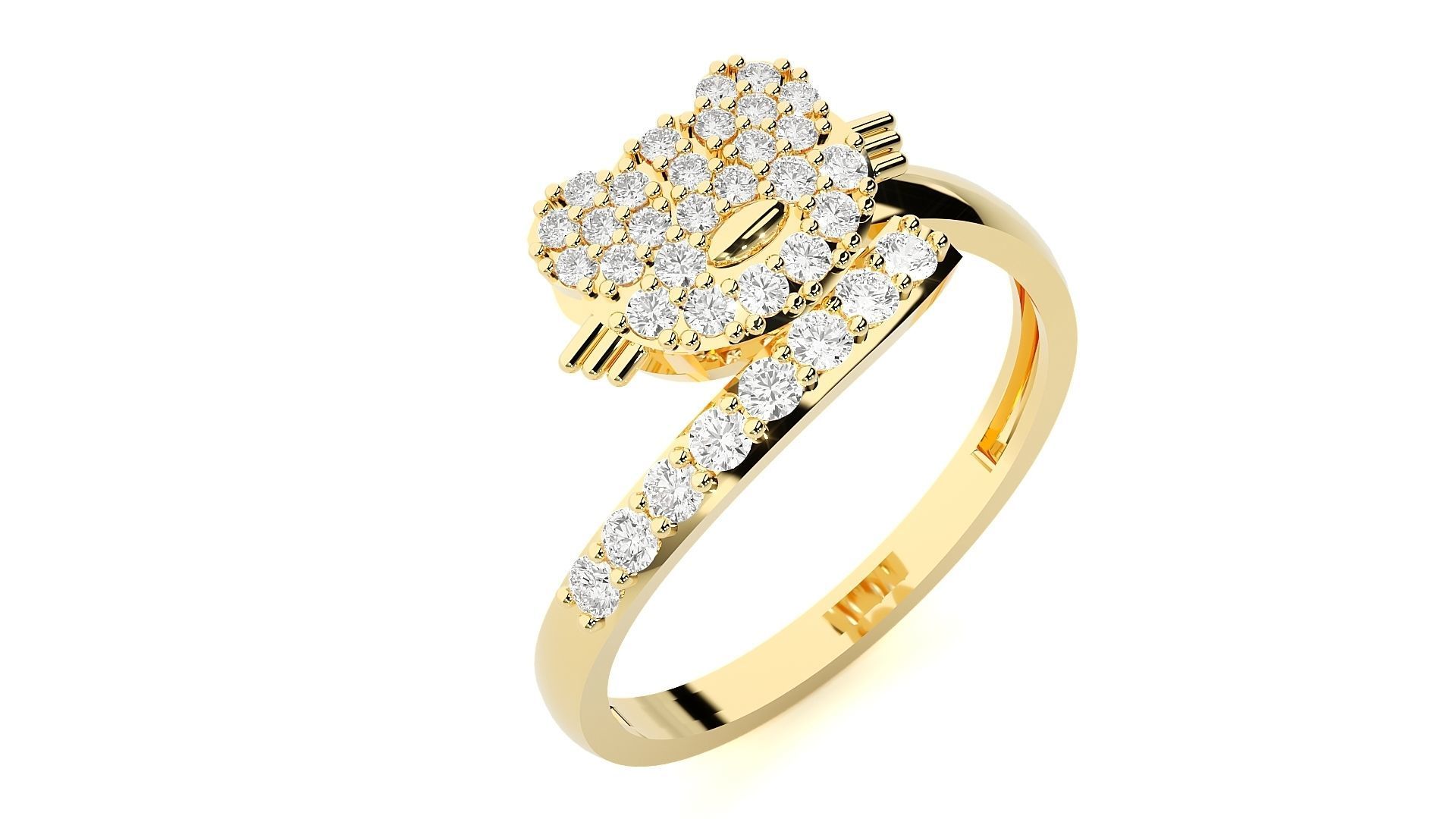 Cat Face Diamond Ring 3dm stl renders details  3D print model_8