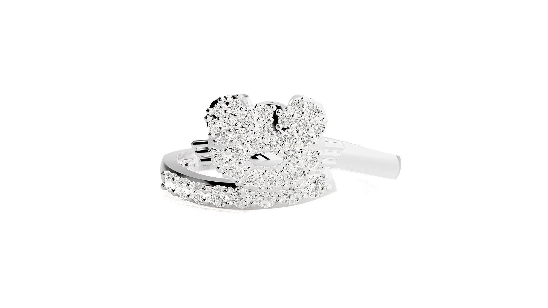 Cat Face Diamond Ring 3dm stl renders details  3D print model_3