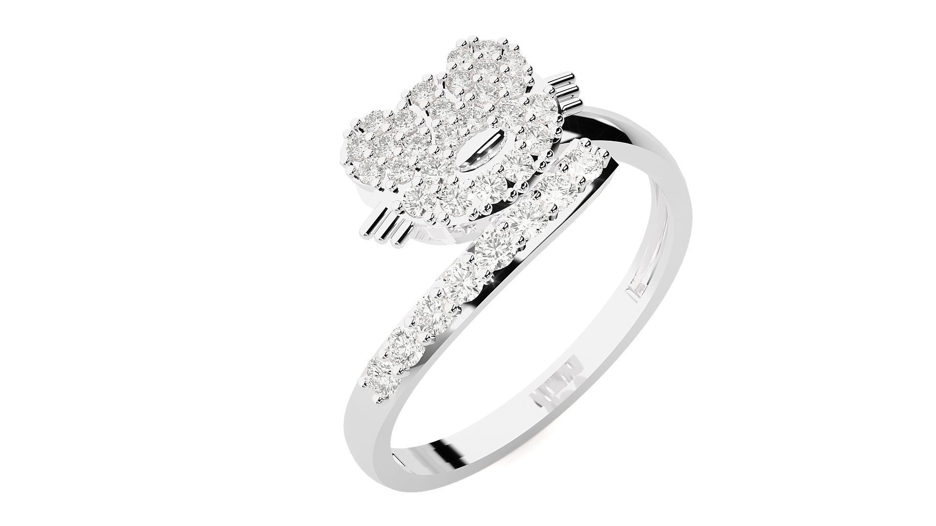 Cat Face Diamond Ring 3dm stl renders details  3D print model_5