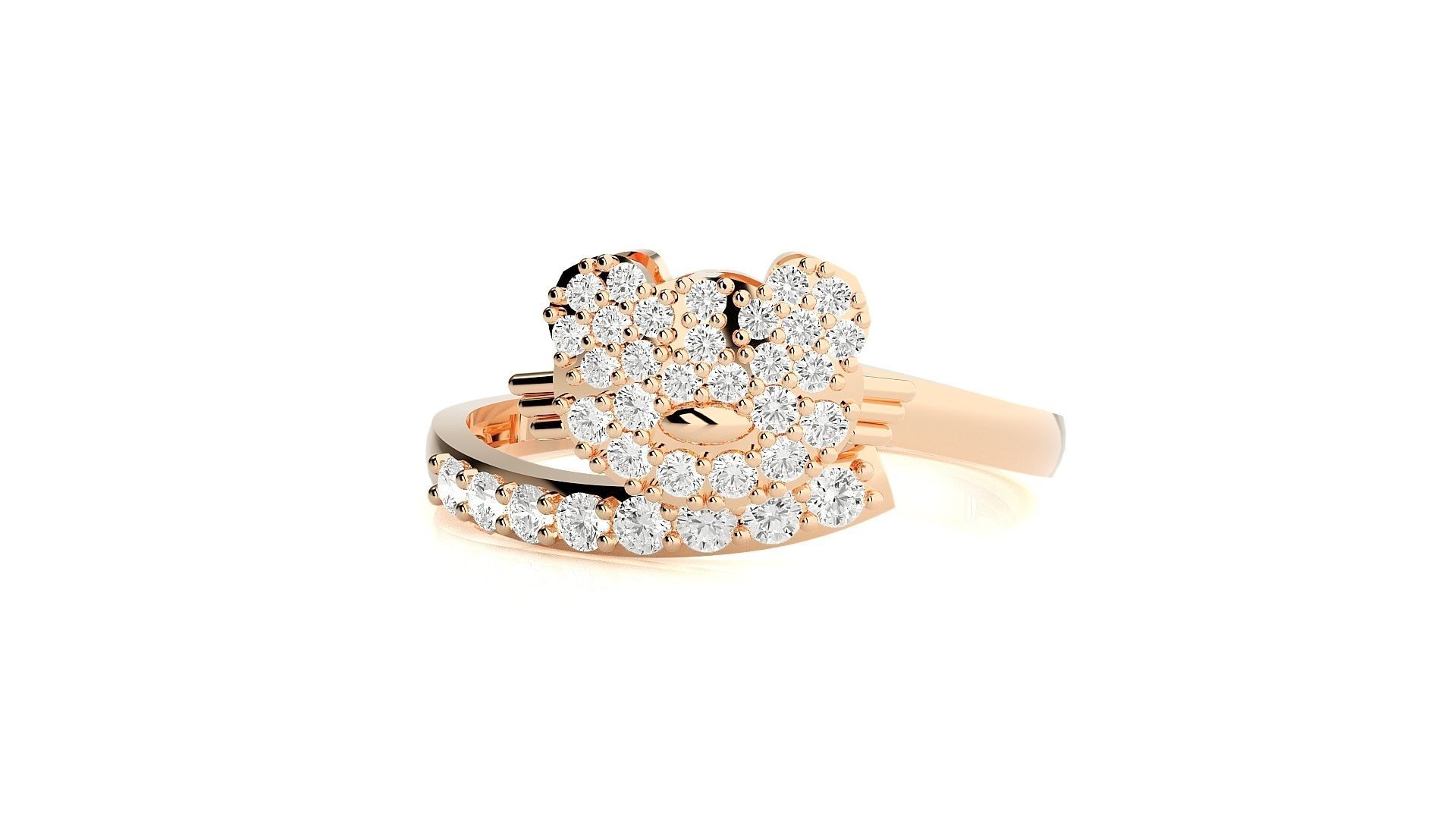Cat Face Diamond Ring 3dm stl renders details  3D print model_1