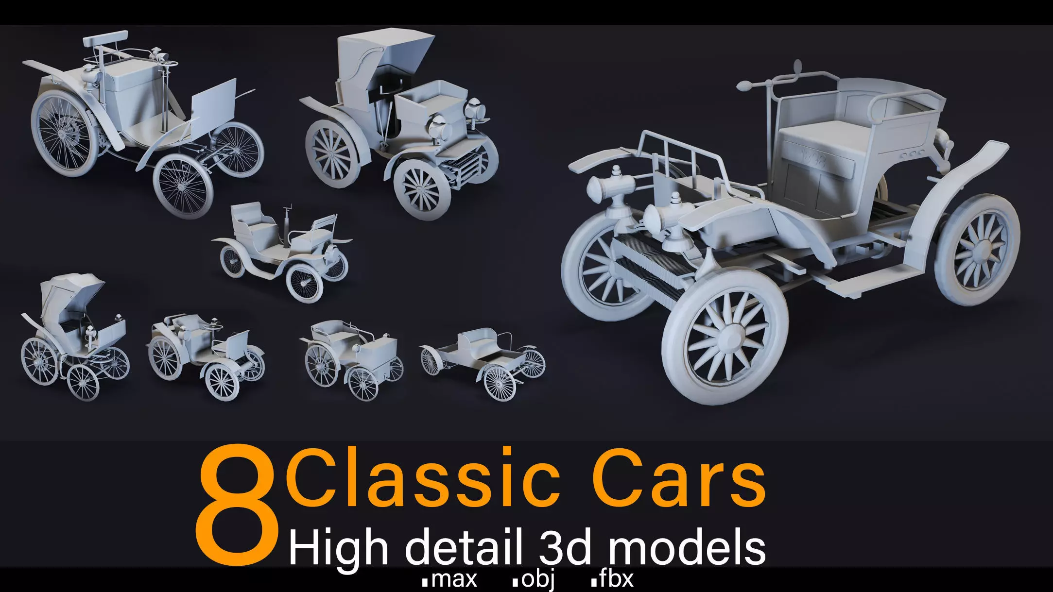 8- Classic Cars- High detail 3d models- Vol 02 Low-poly 3D model_0