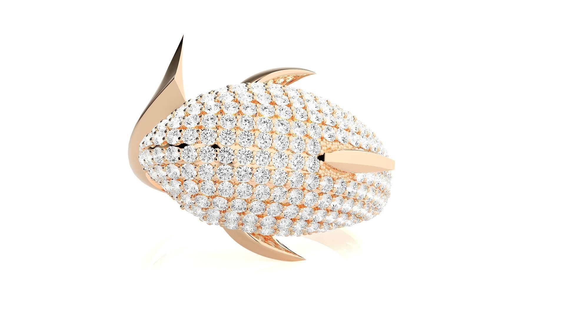 Dolphin Diamond Ring 3dm stl renders details  3D print model_1