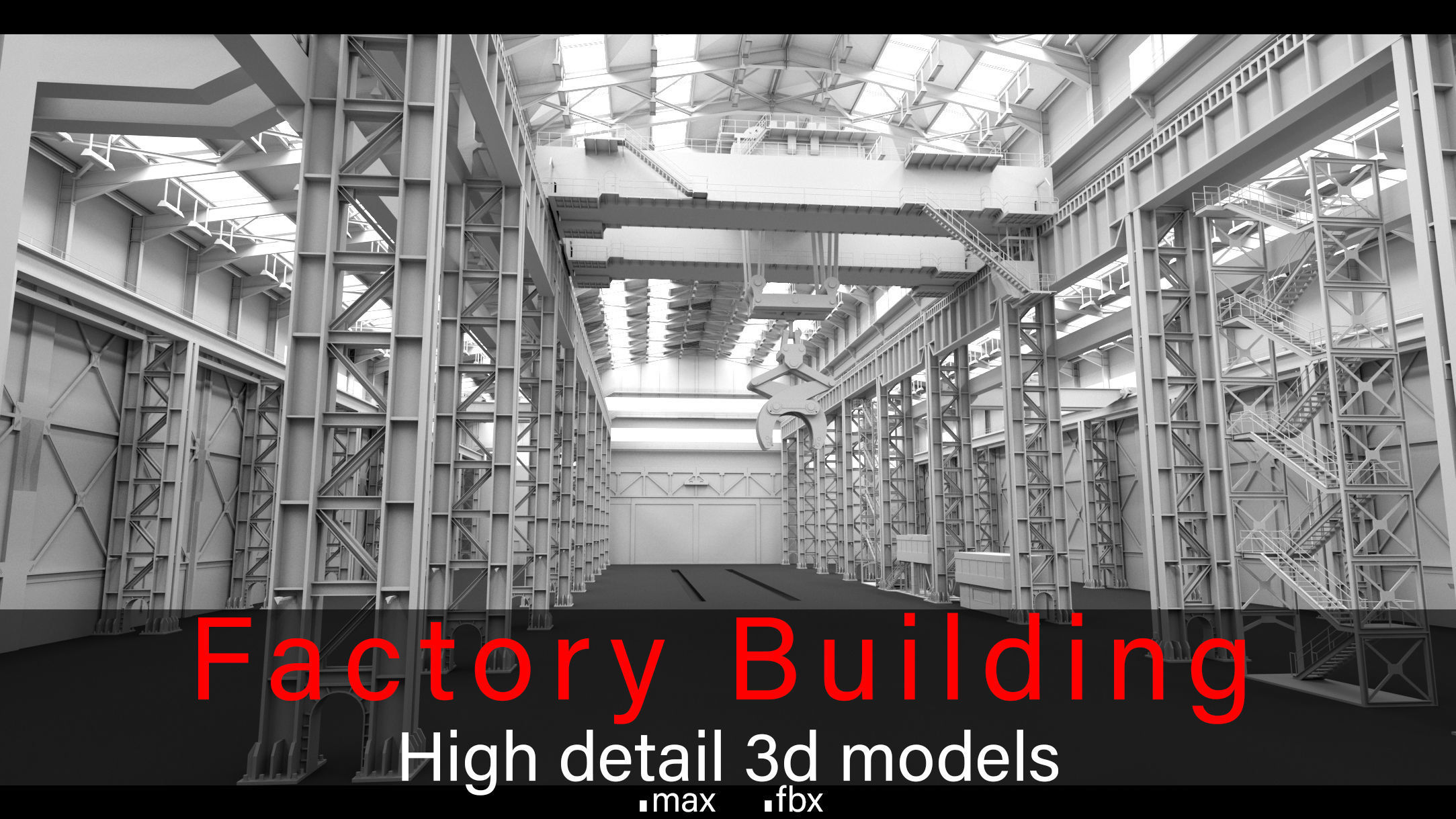 Large Factory Building- High detail 3d models Low-poly 3D model_1