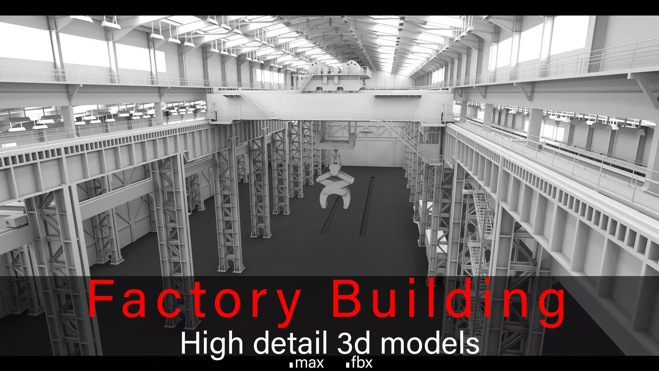 Large Factory Building- High detail 3d models Low-poly 3D model_0