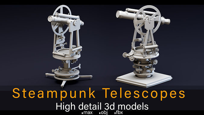 Steampunk Telescopes- High detail 3d models Low-poly 3D model