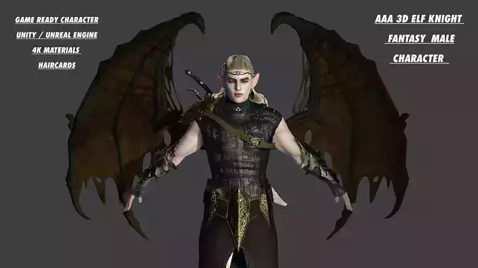 AAA 3D FANTASY MALE CHARACTER - THE WARRIOR ELF or KNIGHT ELF Low-poly 3D model AAA 3D FANTASY MALE CHARACTER - THE WARRIOR ELF or KNIGHT ELF Low-poly 3D model