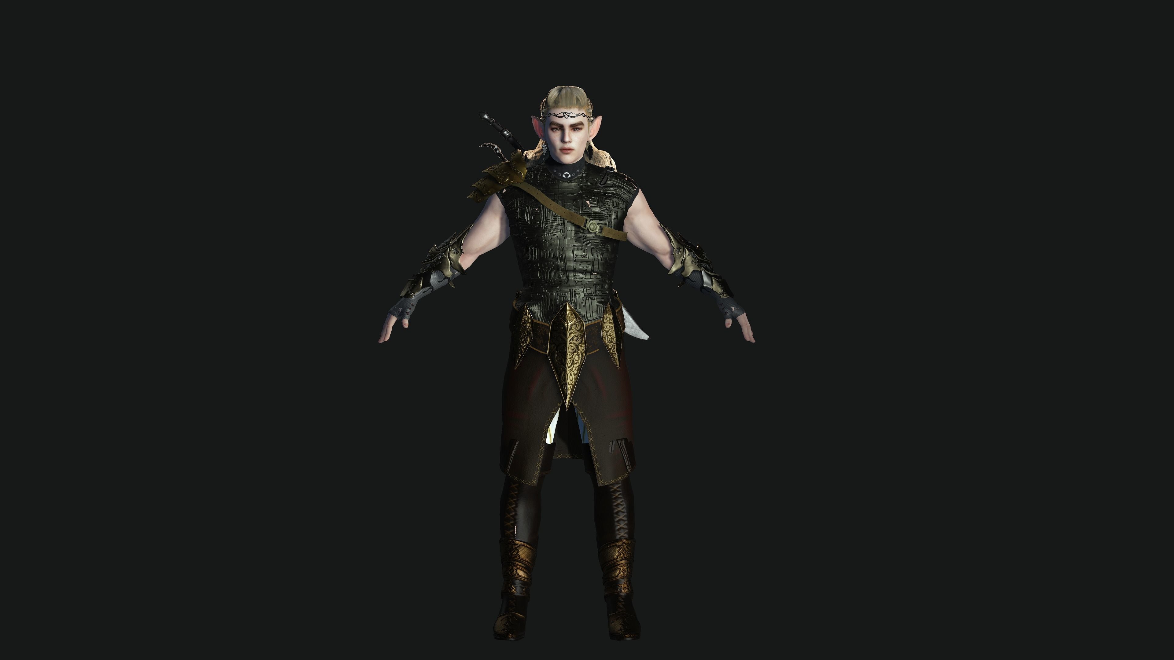 AAA 3D FANTASY MALE CHARACTER - THE WARRIOR ELF or KNIGHT ELF Low-poly 3D model_4