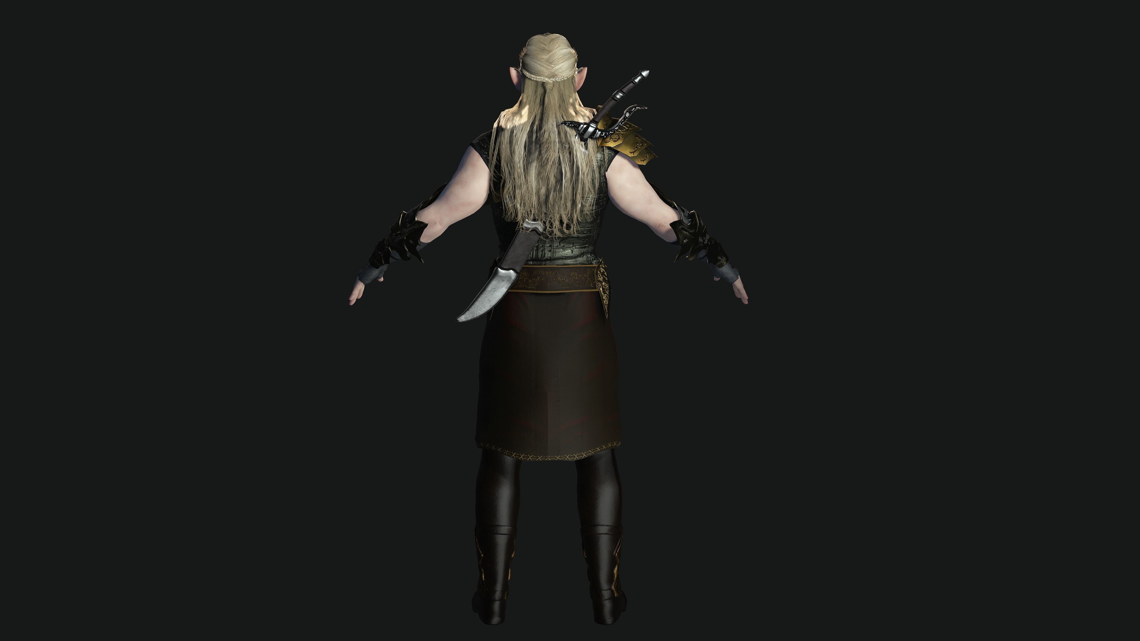 AAA 3D FANTASY MALE CHARACTER - THE WARRIOR ELF or KNIGHT ELF Low-poly 3D model_10