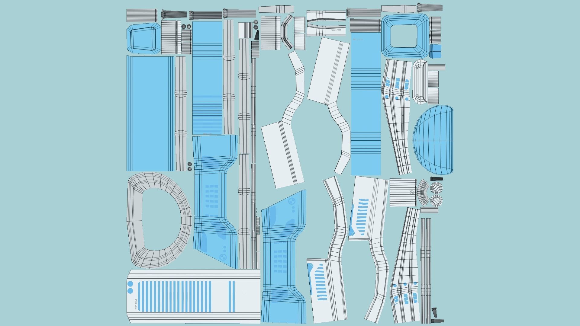 SciFi Building A01 White Blue - Sci Fi Exterior Design Low-poly 3D model_6