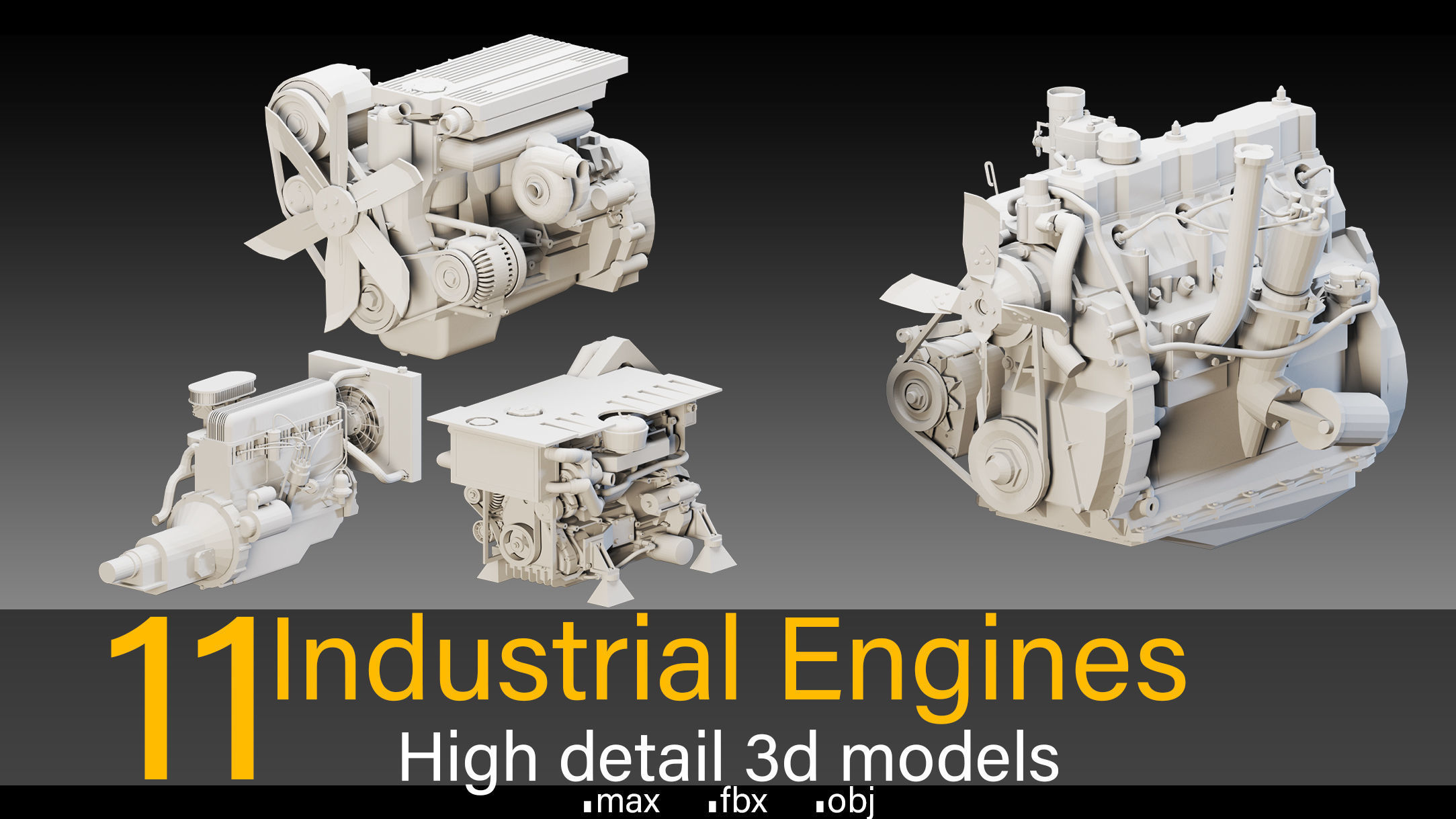 11 Industrial Engines- High detail 3d models Low-poly 3D model_1