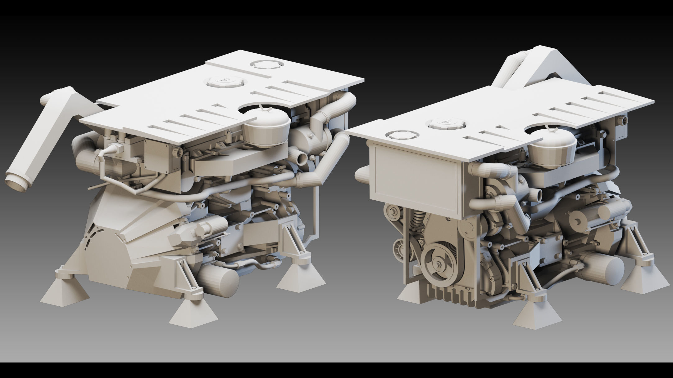 11 Industrial Engines- High detail 3d models Low-poly 3D model_9