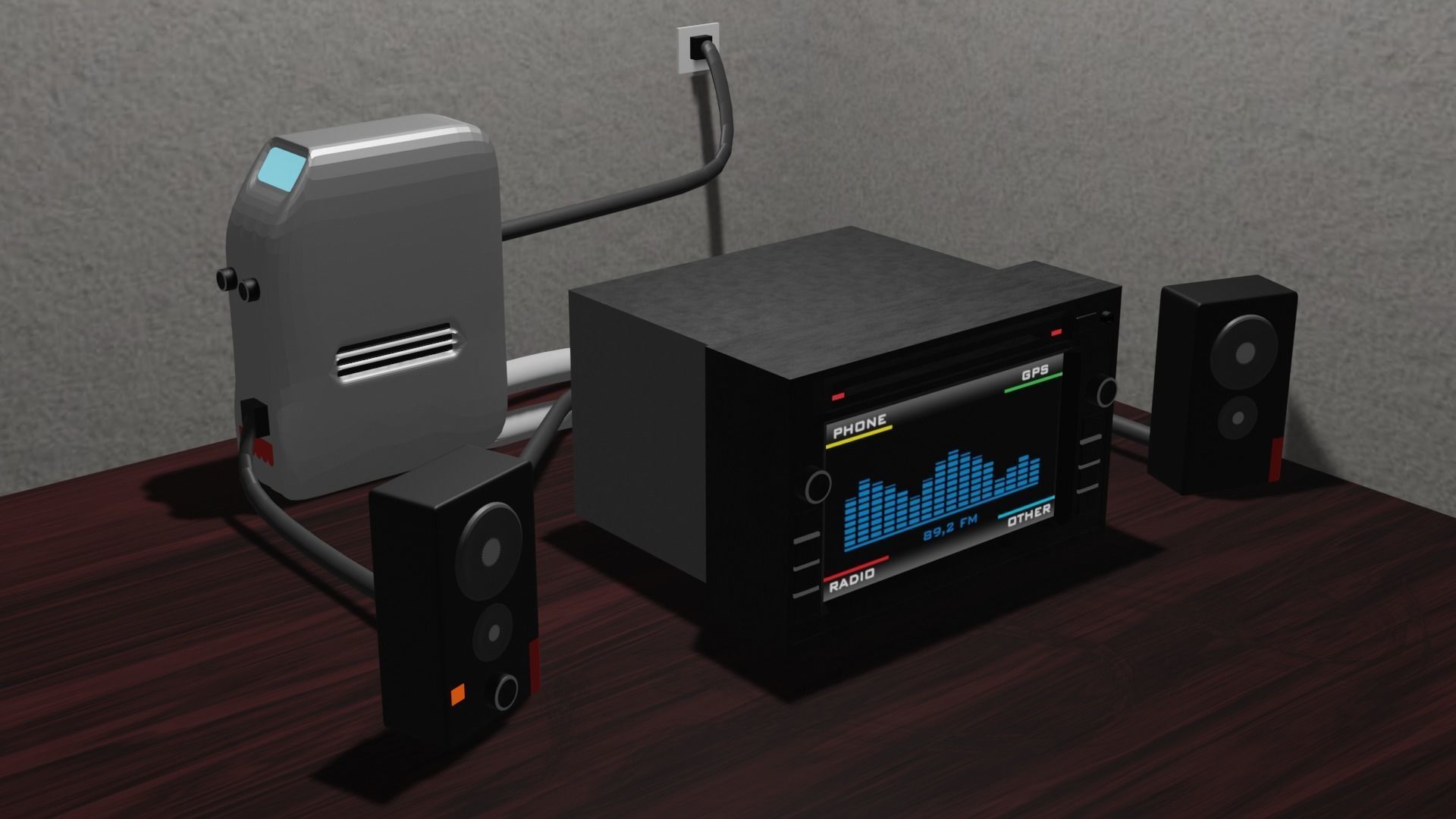 Car Navigation System Head Unit General Motors  Low-poly 3D model_4