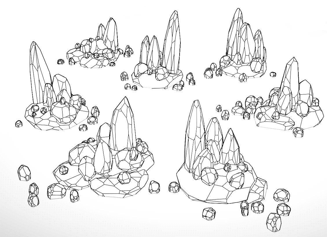 Rock Formations Asset Pack 7 Low Poly Game Ready 2K PBR Models Low-poly 3D model_3