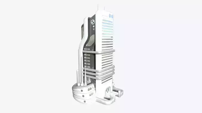 SciFi Building A02 White Gray - Sci Fi Exterior Design Low-poly 3D model