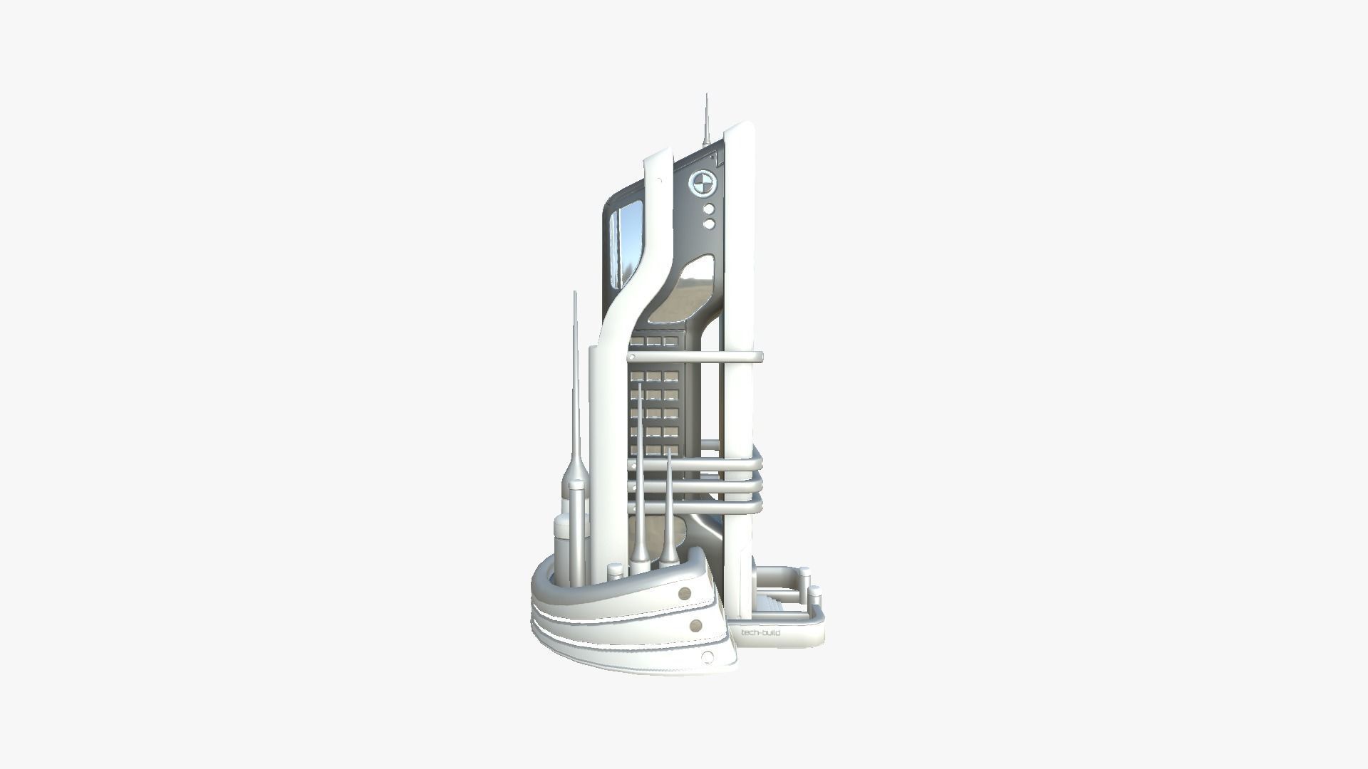 SciFi Building A02 White Gray - Sci Fi Exterior Design Low-poly 3D model_2