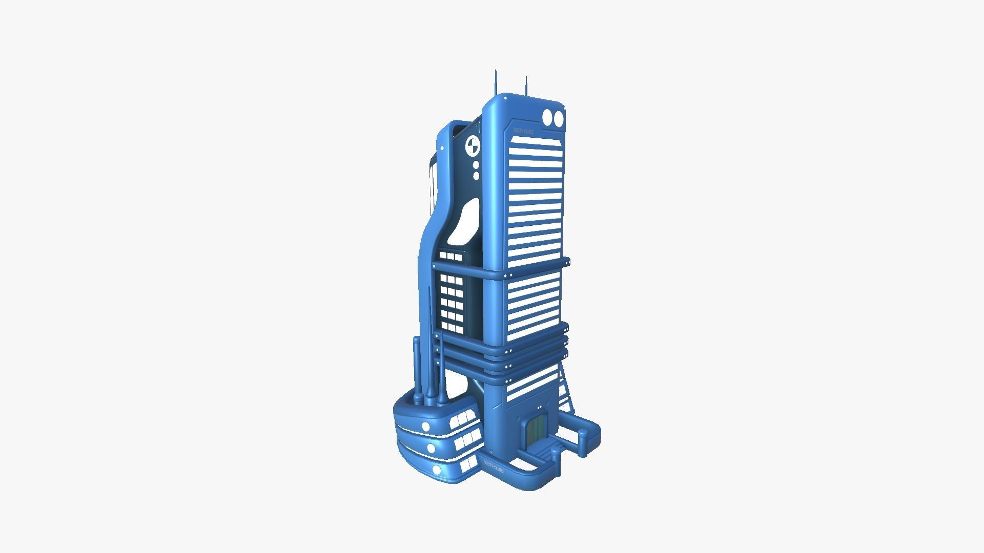 SciFi Building A03 Blue - Sci Fi Exterior Design Low-poly 3D model_5