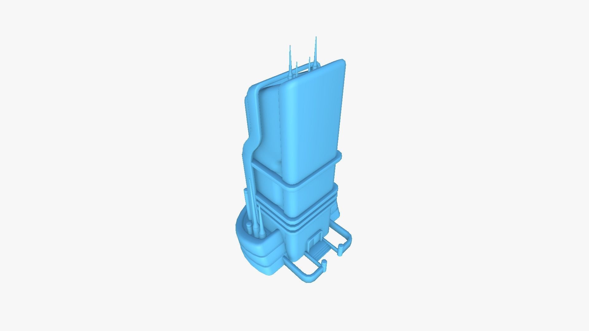 SciFi Building A03 Blue - Sci Fi Exterior Design Low-poly 3D model_11