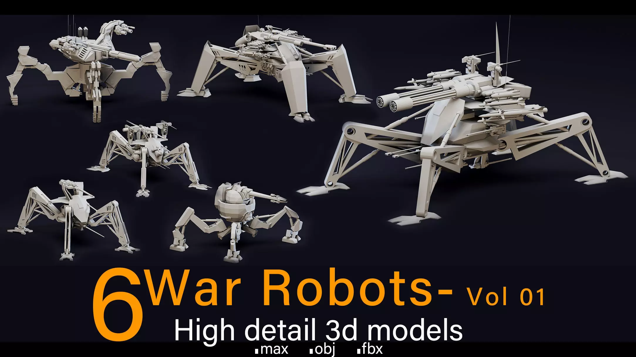 6 War Robots- Vol 01- High detail 3d models Low-poly 3D model_0