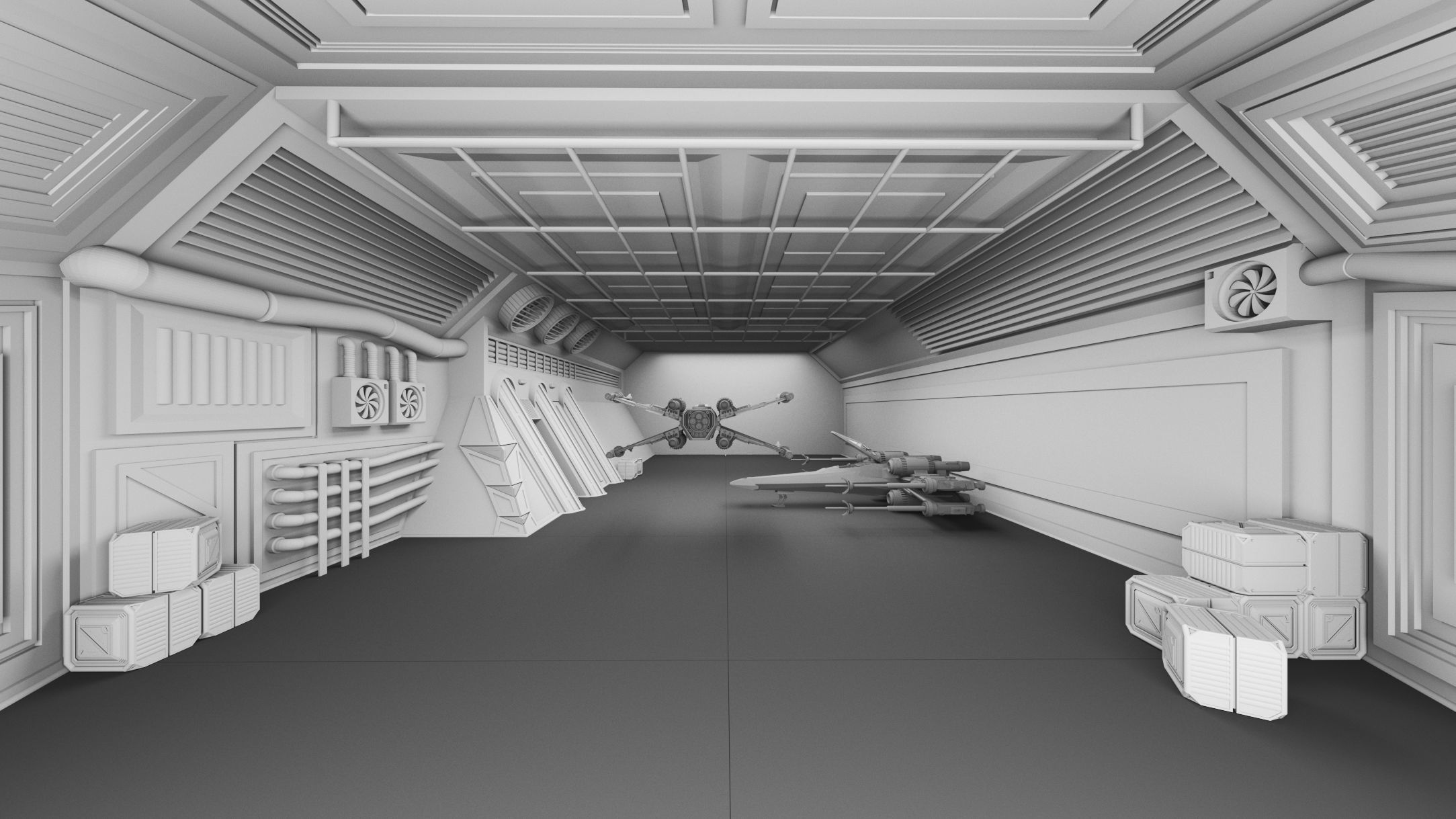 Sci-Fi Hanger- Aircrafts- 02- High detail 3d models Low-poly 3D model_4