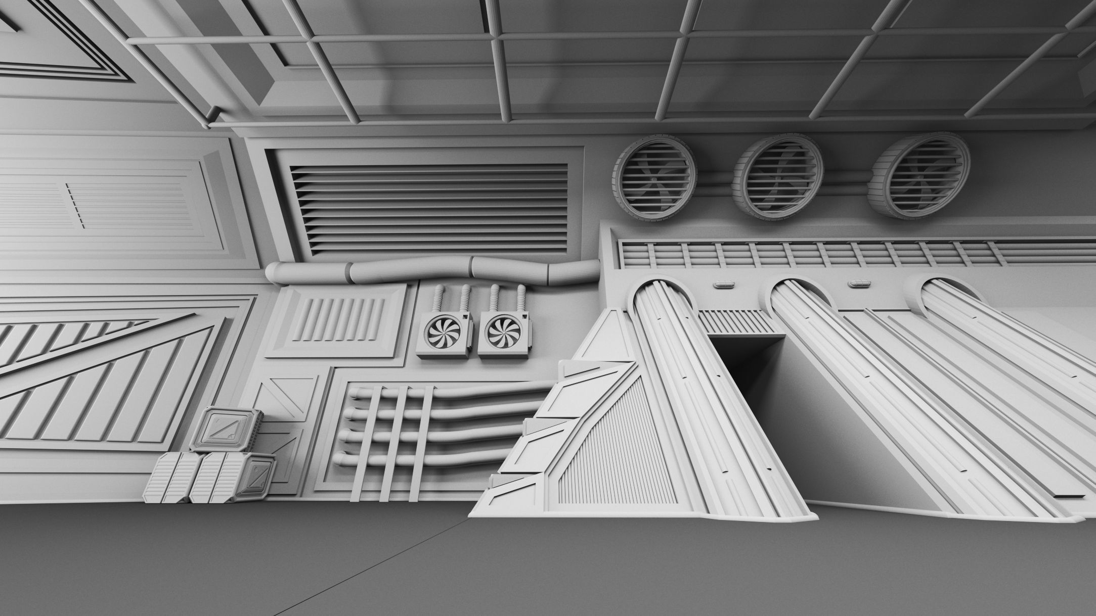 Sci-Fi Hanger- Aircrafts- 02- High detail 3d models Low-poly 3D model_5