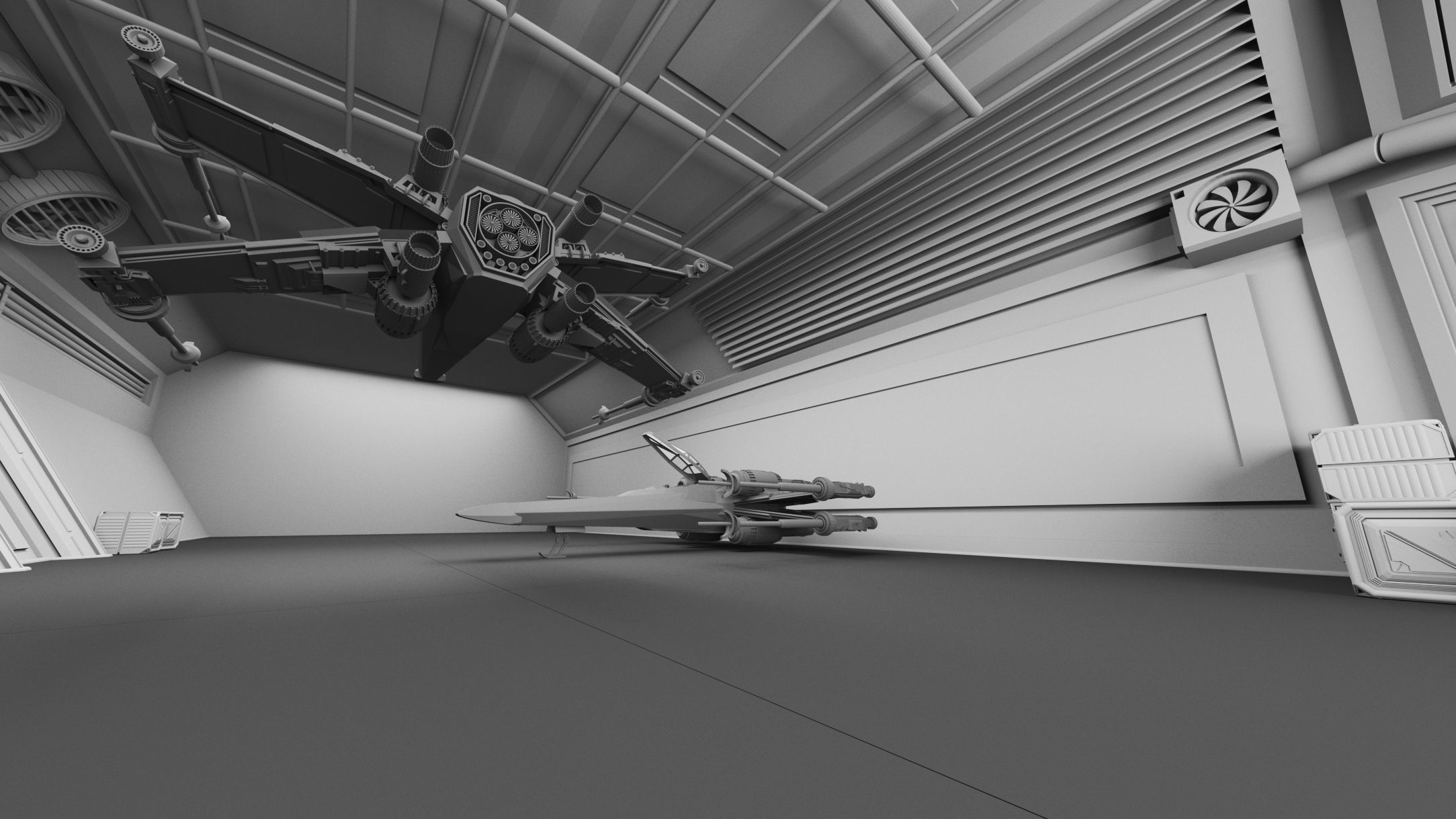 Sci-Fi Hanger- Aircrafts- 02- High detail 3d models Low-poly 3D model_7