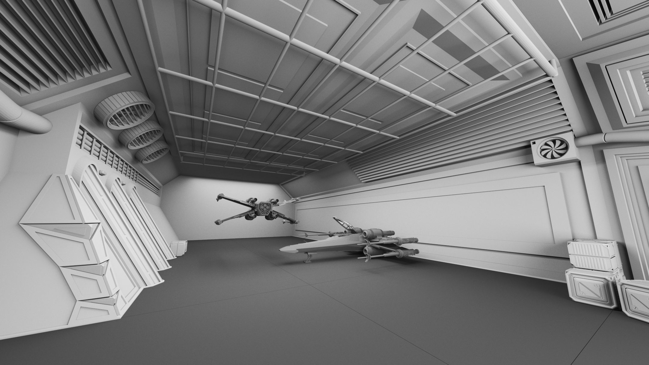 Sci-Fi Hanger- Aircrafts- 02- High detail 3d models Low-poly 3D model_6